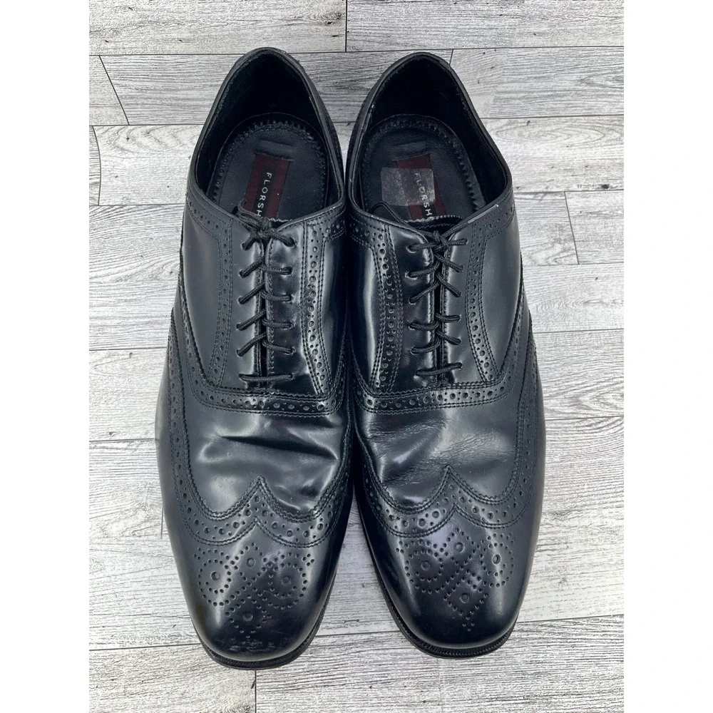 Florsheim Men Black‎ Leather Wingtip Brogue Oxford Dress Shoes 17066-01 Size 12D